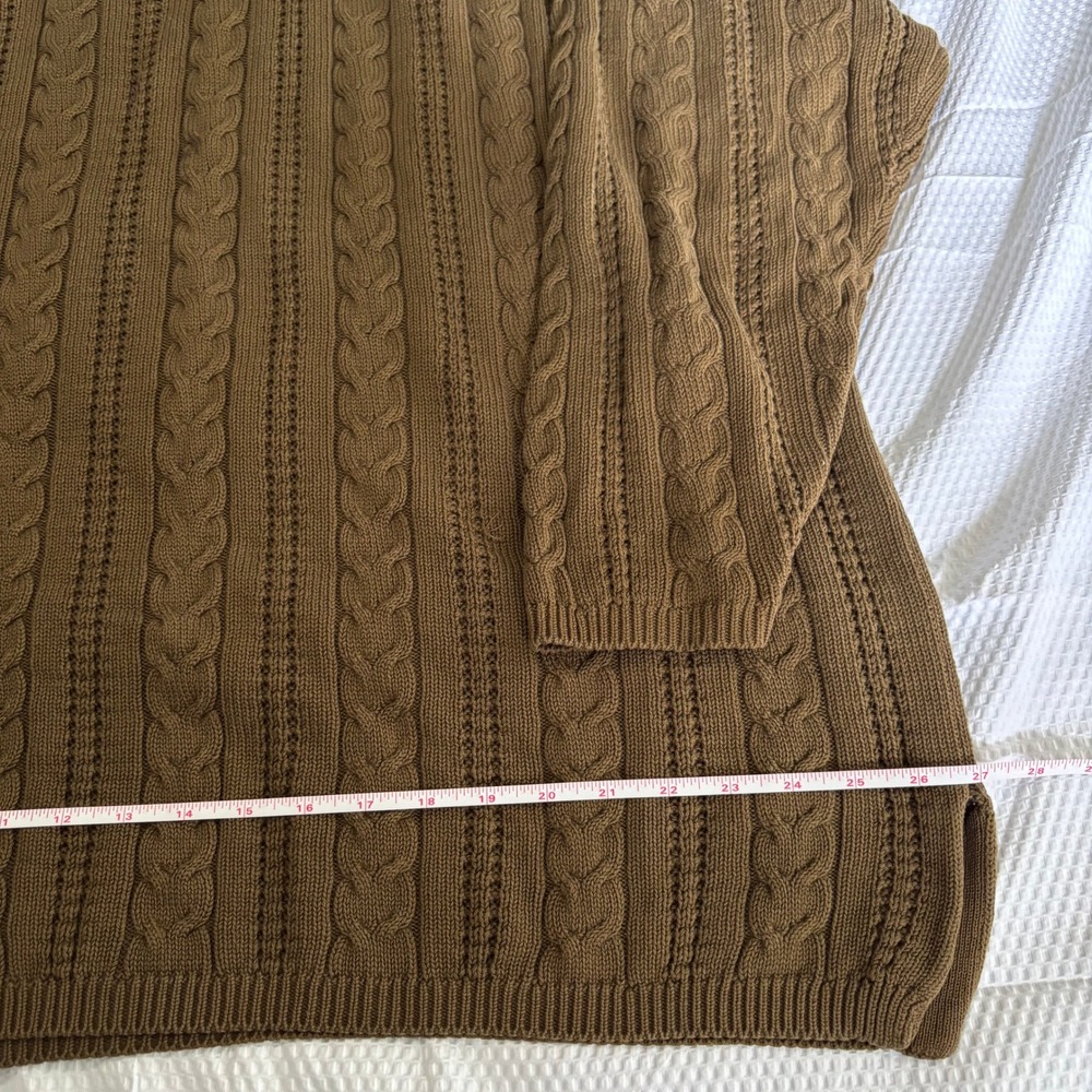Vintage GAP Mens Cable Knit Sweater Brown Olive Crewneck 90s Relaxed Fit XL - Picture 7 of 10